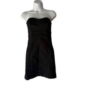 Joe’s Jeans Y2k Black Strapless Mini Dress‎ Size M Cotton Blend Zip Back Tube
